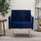 SUPPNEED Moderner Samt-Einzel-Sofa-Sessel, gepolsterter Akzent-Wohnzimmer-Sessel, bequemer Sessel mit roségoldenen Metallbeinen, getufteter Stuhl zum Lesen oder Faulenzen (blau)