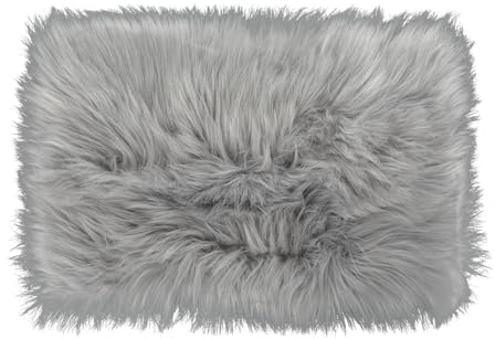 WLLHYF Alfombra blanca de pelo sintético de 20 x 12 pulgadas, ultra suave, alfombra pequeña y esponjosa de lujo para dormitorio, alfombra peluda para sala de estar, decoración del hogar (gris)
