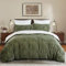 Lanqinglv Housse de Couette 240x260cm Flanelle Polaire Sherpa Hiver Chaude Duveteuse Peluche Parure de lit 2 Personnes Vert Blanc Réversible Pintuck Fille Ado Linge de lit Avez Fermeture Éclair