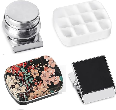 Palette d'aquarelle portable 12 emplacements vide mini boîte en étain pour artiste voyage rangement peinture aquarelle kit de croquis avec clip magnétique et pot à huile