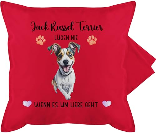Kissenbezug - Hunde - Jack Russel - Geschenk Hundebesitzern - 50 x 50 cm - Rot - personalisierte Hund Kissen Hundebesitzer Name Hunden eigenem Geschenke tiermotive hundemotiven hundemotiv t-Shirt