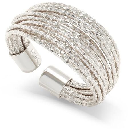 Meissa Statement Ring Silber 925 Damen Breite Daumenring für Damen Verstellare Chunky Ringe Gold Goldene Zeigefinger Fingerring Handmade Schmuck Offenes Design Größe DE 52-62, Silber