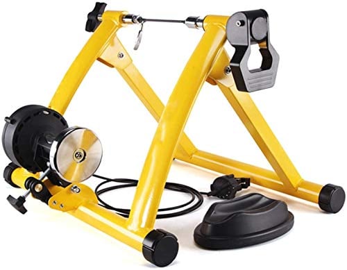 Rollentrainer für Fahrräder, Fahrradtrainer, Heimtrainer klappbar, bis 150 kg belastbar, aus Stahl, inkl. (Gelb)