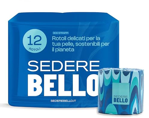 Sedere Bello – Carta Igienica in Bamboo, Confezione da 12 Rotoli | 3 Veli, No Plastica, Ecologica, Super Morbida, Resistente e Sostenibile