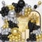 126Pcs Black Gold Balloon Arch Kit, Black Metallic Gold Party Balloons Garland Kit for Birthday Bridal Baby Shower Congratulations Wedding Anniversary Party Decorations Supplies