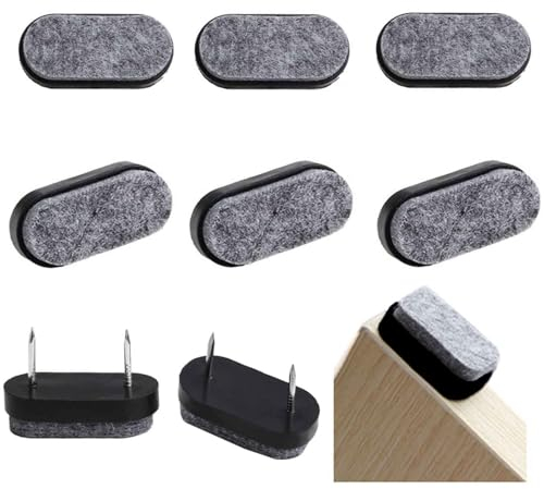 24 Stück Filzgleiter Nagel, Filzgleiter für Stühle Möbelgleiter Filz Stuhlgleiter Bodenschutz Geräuschreduzierung für Möbel Tischbeine mit Kunststoffbox (37.5 * 18mm Dünn rund,Schwarz)