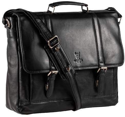 MATADOR Dubai Grand sac à bandoulière en cuir fabriqué à la main pour ordinateur portable jusqu'à 18 | Porte-documents pour ordinateur portable avec de nombreux compartiments | Grand sac à documents