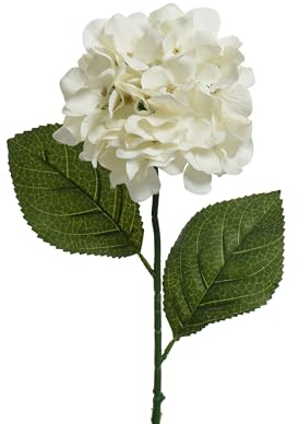 Kunstblumen Hortensie mit Stiel 66cm - Dekoblumen & Seidenblumen - künstliche Blumen für Blumendeko Tischdeko Hochzeitsdeko Kunstblumengesteck - Creme Weiß