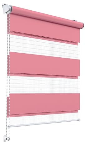 Stylo Rollos Tag Nacht – Fensterrollo – Ohne Bohren – Universeller Mechanismus – Einfache Montage – Rollos auf Schnur – Halbtransparent – Verdunkelnd – Innenrollos - 66x150 cm Pinke