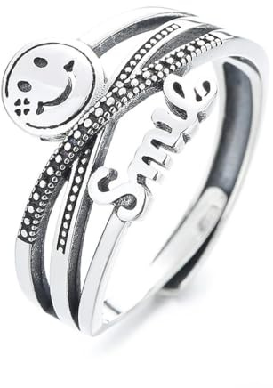 S925 Sterling Silber Ring Lächelnder Emoji Ring Frau Ring