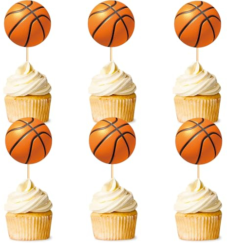 Blumomon 24Pcs Basketball Cupcake Toppers Basketball Cupcake Decorations Sports Theme Cupcake Decorations Picks Baby Shower Birthday Party Decoration Supplies