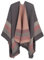 DiaryLook Damen Poncho Schal Winter Cardigan Übergroße Cape Elegant Poncho Für Frauen Umhang Damen Warm Geschenk Für Mutter Dunkelgrau und Rot Gestreift