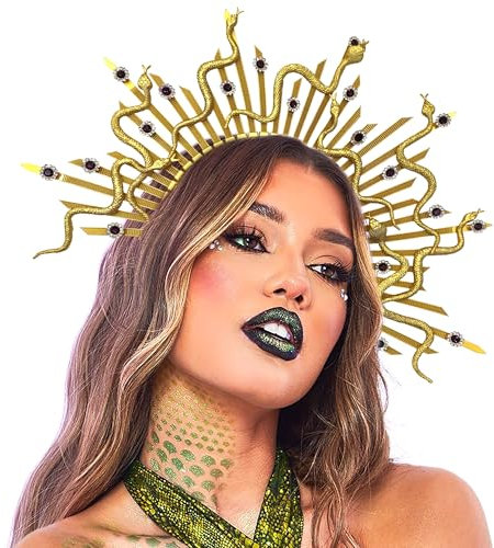 Roaring Good Time Medusa Kopfbedeckung Medusa Krone Schlange Stirnband Medusa Göttin Kostüm Frauen Halloween Hairband Cobra Party Dekoration Medusa Kostüme Zubehör für Erwachsene