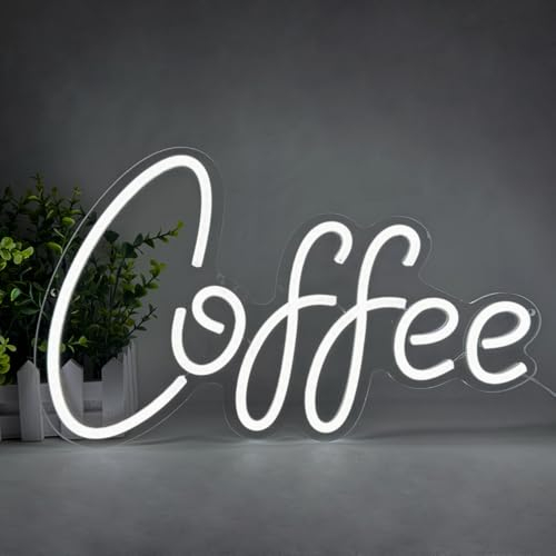 YUEYYNS Letrero de Neon Coffee,LED Café Neon Sign Blanco Señal de Neón Adecuado para bares, salones, cafeterías, tiendas, discotecas, carteles de neón.