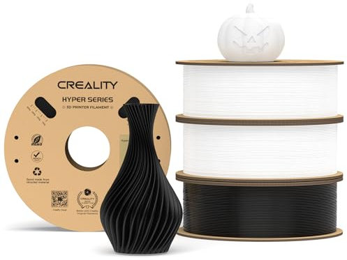 Creality Official Hyper PLA Filament Blanc+Blanc+Noir+Noir 4Kg, Filament pour Impression à Haute Vitesse, Durable, Performance de Surplomb Précision Dimensionnelle +/-0.03mm, 4 Rouleaux