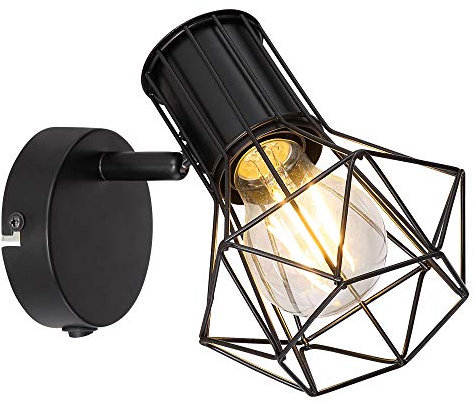 LED Vintage Wand Leuchte Gitter Spot Strahler beweglich Wohn Zimmer Beleuchtung Flur Lese Lampe schwarz