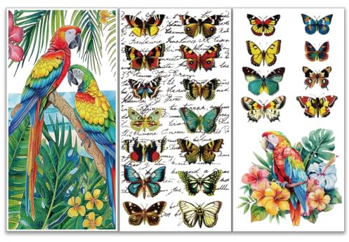 OLYCRAFT 3 Stück/Set Schmetterlings Transferfolien Zum Aufreiben Für Kunsthandwerk Und Möbel 15x30cm Große Vogel Möbel Transferaufkleber Wasserfest Dekorative Wandkunst Aufkleber