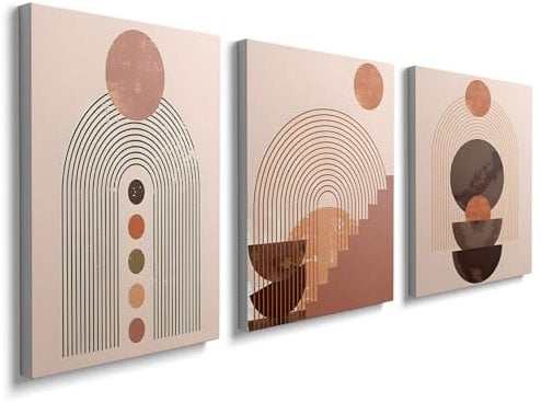 Boho Wall Art Poster Frames - 3Pcs Canvas Aesthetic Prints Abstract for Living Room Hallway YH1005
