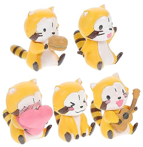 PRETYZOOM 5st Kleine Waschbärverzierung Kuchenverzierung Backen Tragen Schmuck Miniaturtiere Festgeschenke Tragen Artware Mini-bär Backschmuck Kleine Bärenfiguren Yellow Harz