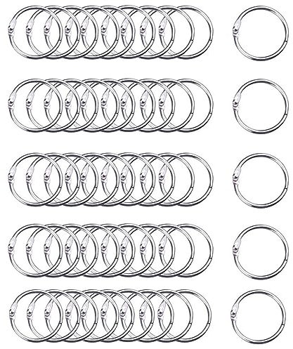 Pack of 50 book rings, binder rings, ring binder rings, metal books rings, 38 mm, loose leaf connectors, loose leaf book rings, binder rings