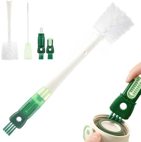 1Pcs Water Bottle Cleaner, Bottle Cleaner Brush, Bottle Brushes for Cleaning, Five In One Multifunctional Cleaning Cup Brush for Bottle Tube Kettle Spout Cleaning(Green)
