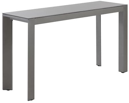 Dehner Gartentisch Chicago, schmaler Balkontisch, bis zu 6 Sitzplätze, 133.5 x 75 x 42 cm, Aluminium/Stein, grau