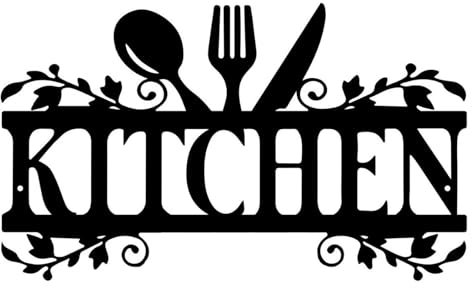 Yuelulala Metal Kitchen Sign, Black Metal Kitchen Wall Art, Word Wall Art, Walls, Dining Room, Living Room, Housewarming Country Farmhouse Decorations for Home (A91-1)