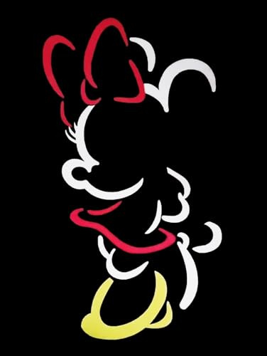 Disney Dekoratives Wandposter Serie Cartoon Mickey Minnie Mouse Silhouette auf schwarzem Hintergrund, Druck auf beschichtetem Papier, 40 x 30 cm, ohne Rahmen
