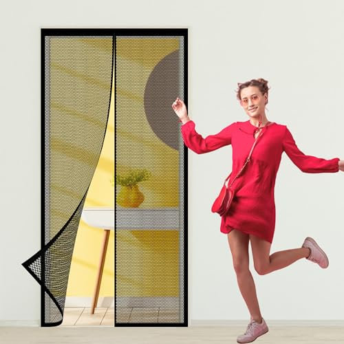 Zanzariera Magnetica per Porta Blindata 89 x 183 cm Senza Forare Anti Zanzare Calamite Tenda per Balconi e Porte, Nero
