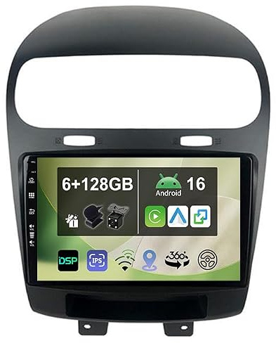 KEC [6G+128G] IPS 9 Android 16 Autoradio Für FIAT Freemont/Dodge Journey 2012-2016 mit navi Octa Core-[Eingebauter CarPlay/Android Auto/DSP/Mirror Link/GPS Navi/360 Camera/Bluetooth 5.0/USB