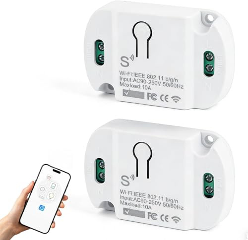Tuya Smart Life Interruttore della luce wireless wireless per fai da te da incasso con Alexa, Google 2 pezzi 10A