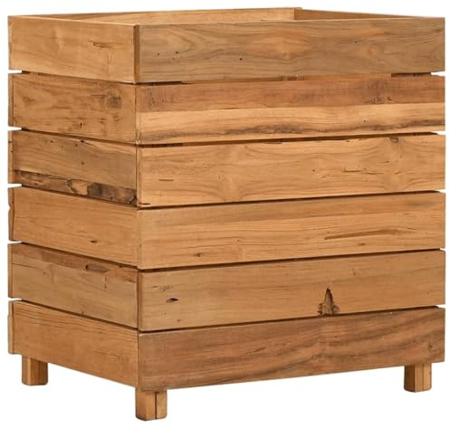 Hochbeet aus Teak Altholz & Stahl 50x40x55 cm - Langlebiges Gartenbeet für Gemüse, Kräuter & Blumen - Ideal für kleine Gärten & Balkone