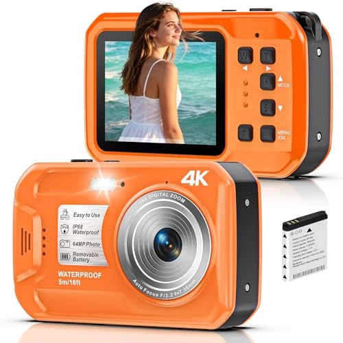 Unterwasserkamera wasserdichte Kamera 16FT 4K 64MP Unterwasserkamera 16X Digitalzoom mit Einer 32GB Karte Anti Shake Digitalkamera