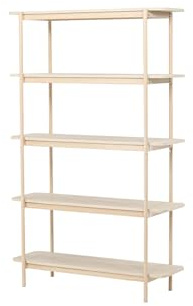 FURNLUX HEIM Standregal, MDF und Stahl, Beige, 120 x 40 x 190 cm, 43 kg, 3 Böden, Freistehend, Matt