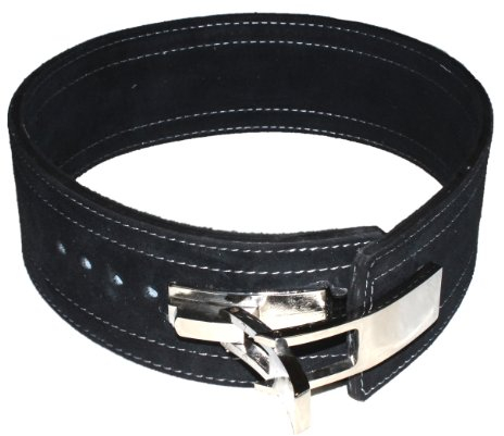 Lisaro Profi KDK Powerlifting Gürtel, Wettkampf Gewichthebergürtel aus Leder für Bodybuilding, Krafttraining, Gewichtheben für Frauen und Männer, 10 mm dick mit Press-Schnalle. (XS)