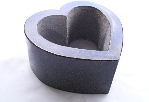 designgrab Bol funéraire cœur en granit Nero Impala/Astor/Afrique Noir anthracite 30 x 30 cm