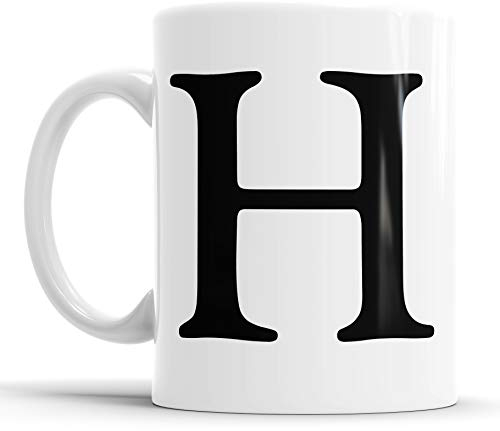 Faithful Prints Alphabet Mug Letter Mugs Initial Coffee Cup Birthday Fathers Day Gift (Letter H)