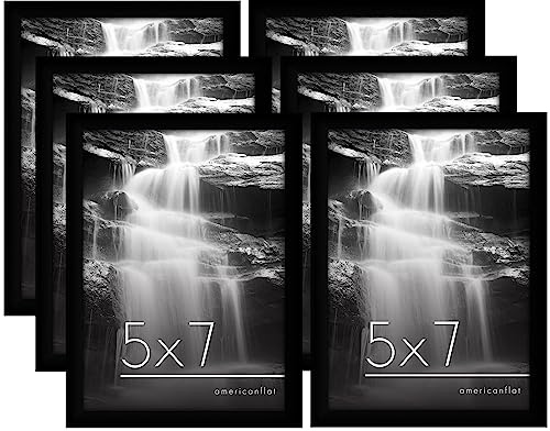Americanflat 7x5 Photo Frames in Black - Set of 6 - Gallery Wall Picture Frame Set with Shatter-resistant Glass - Horizontal and Vertical Formats for Wall and Tabletop