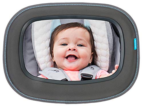 Munchkin Baby-Rücksitzspiegel mit LED-Nachtlicht, Weitwinkel-Babyspiegel für Babys und Kleinkinder mit Blickrichtung nach hinten, 100 % bruchsicher und stoßfest, unentbehrliches Baby-Autozubehör