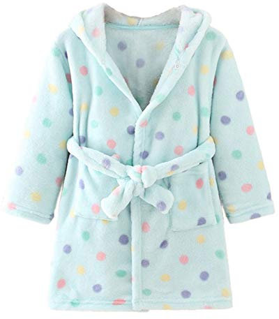 YOLIA Unisex Bambini Abiti Carini con Cappuccio da Notte in Pile Morbido Accappatoio Vestaglia Abiti 5 Anni