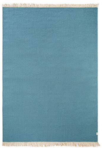 benuta Pop Wollteppich Liv - Hellblau 170x240 cm - Wolle handgewebt - Rechteckig & im Style: Uni, Hygge & Cozy, Minimalistisch, Natural - Pflegeleicht für Wohnzimmer Schlafzimmer