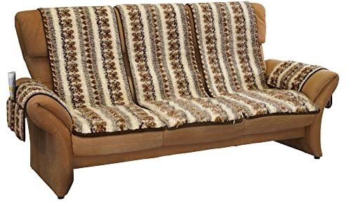 Erwin Müller Sessel- und Sofaschoner-Set 5-TLG. Schurwolle Natur/braun