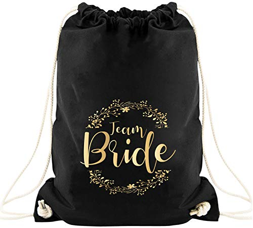 EZYshirt® Junggesellinnenabschied JGA Team Bride Blumenkranz Baumwoll Stoffbeutel