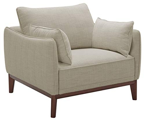 Amazon-Marke: Stone & Beam Hillman Wohnzimmersessel mit Holzgetell und -beinen, Design der Mitte des Jahrhunderts, 99 cm breit, Elfenbeinfarben