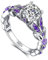 Jeulia 4,3 carats personnalisé bagues papillon en argent sterling pour les femmes violet améthyste mariée coupe ronde mariage fiançailles éternité promesse bague ensemble (54（17.3）)