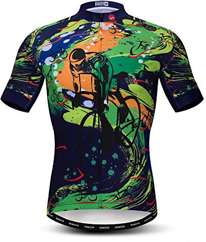 JPOJPO Fahrradtrikot für Herren, Mountainbike-Trikot, Sommer, kurzärmelig, atmungsaktiv, schnell trocknend