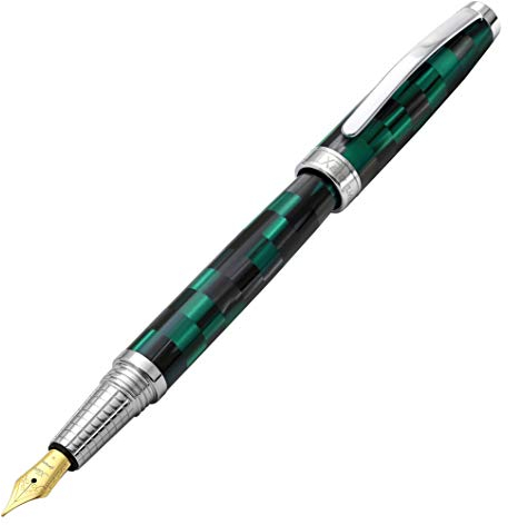 Xezo Urbanite II Füllfederhalter, mittlere Feder. Ozean Teal und Schwarz mit Chromüberzug. Handgefertigt, limitierte Auflage, nummeriert