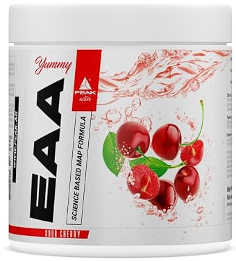 PEAK Yummy EAA - 400g Geschmack Sour Cherry I 25 Portionen I Pulver I essenzielle Aminosäuren I optimierte Aminosäure - Matrix I MAP - Formel I Muskelaufbau I vegan I glutenfrei