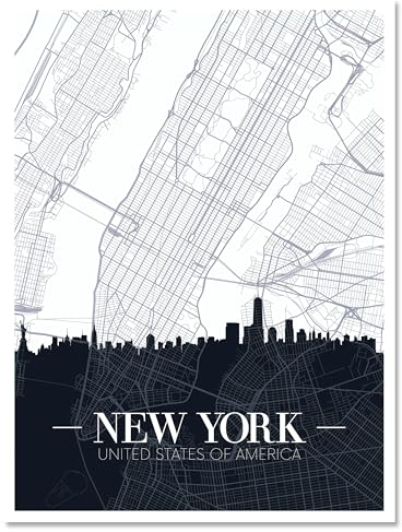 wandmotiv24 Leinwandbild Stadt Karte, Hochformat, New York City, USA, NYC, Amerika, Stadtplan M0448