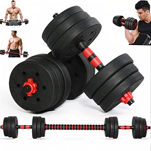 SUREPEFY 30kg 2-in-1 Adjustable Dumbbells Barbells Weights Set — Free Weights for Home Gym Fitness, Strength Training & Muscle Building (Men & Women)